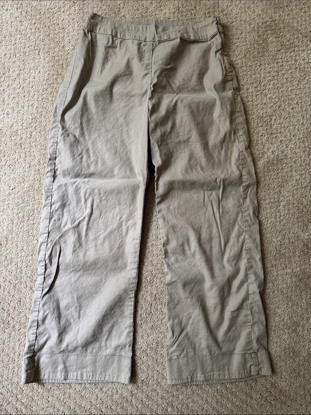 Cut Loose | Linen Blend with Stretch Khaki Cropped Size Zip Pants | Size S